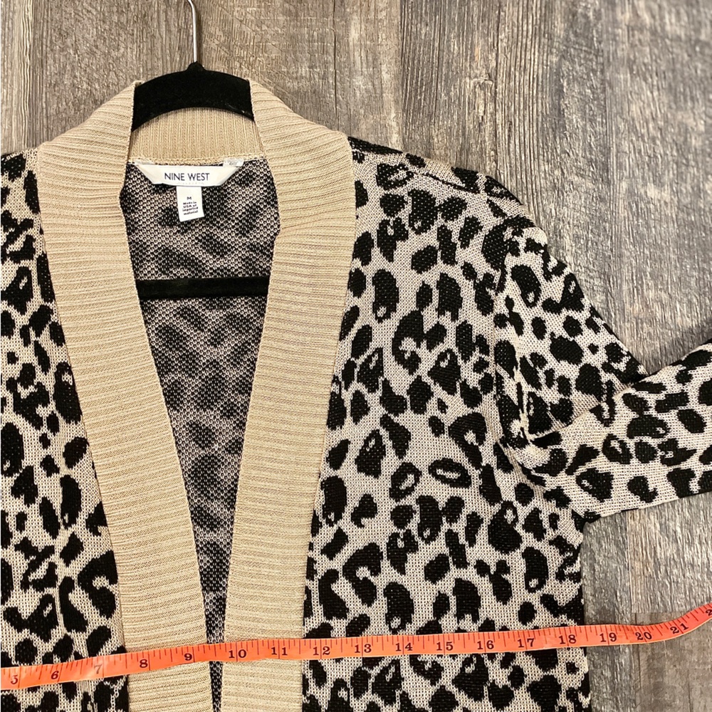 Nine West Women's Beige and Black Leopard Cardigan Sweater - Picture 8 of 8